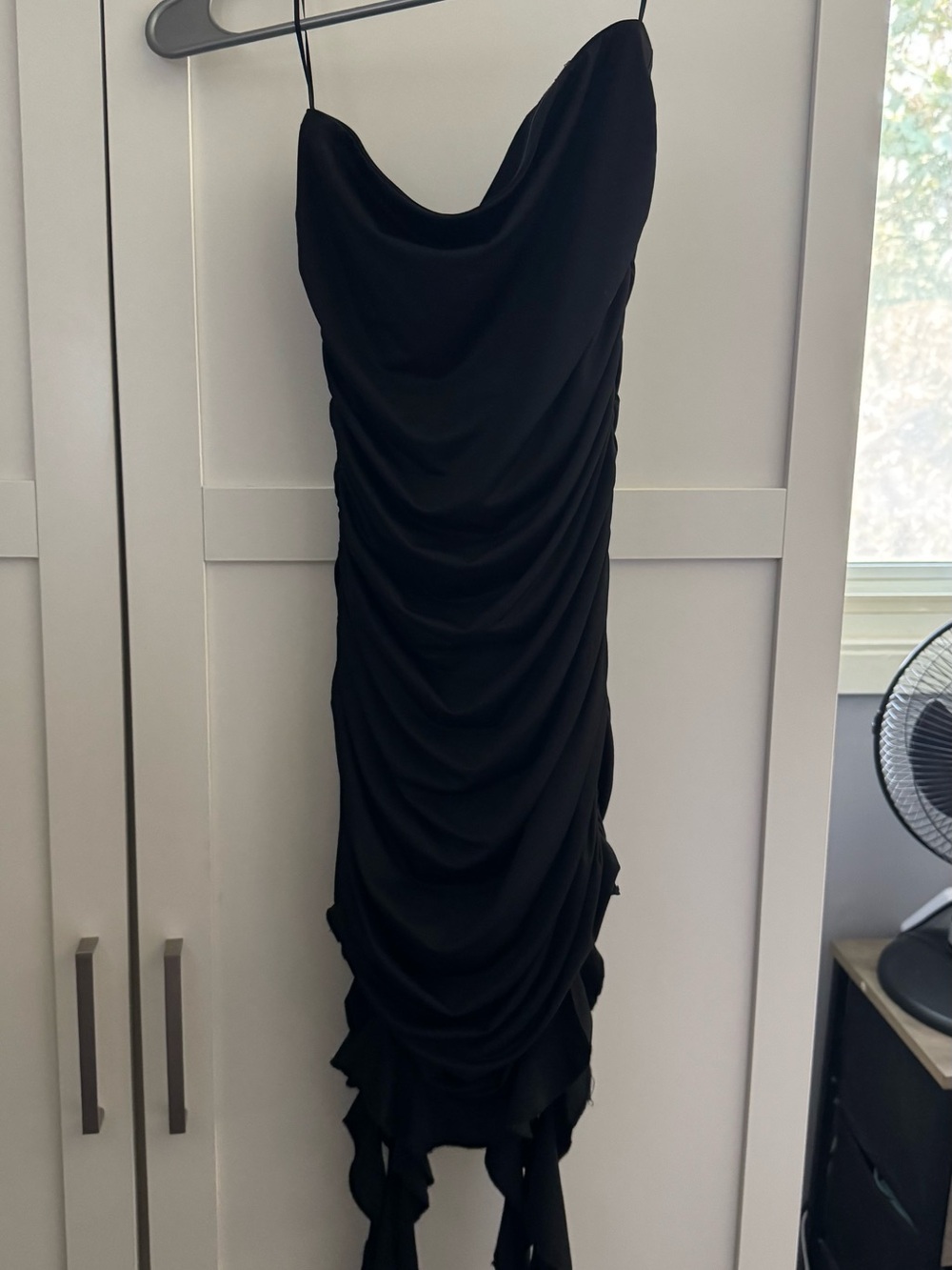 Black Draped Tube Mini Dress